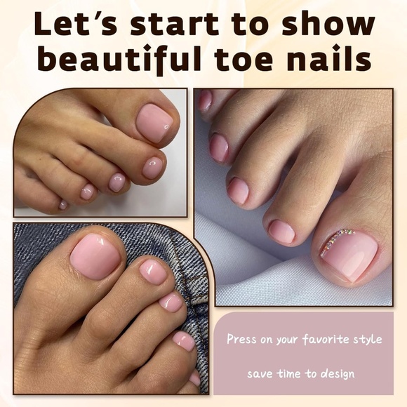 240 Pieces Nude Pink Press On Toe Nails - Picture 3 of 7